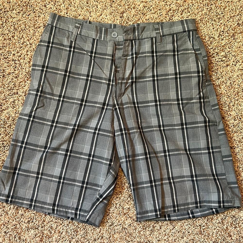Burnside Blue Plaid Casual Shorts. Size 34.